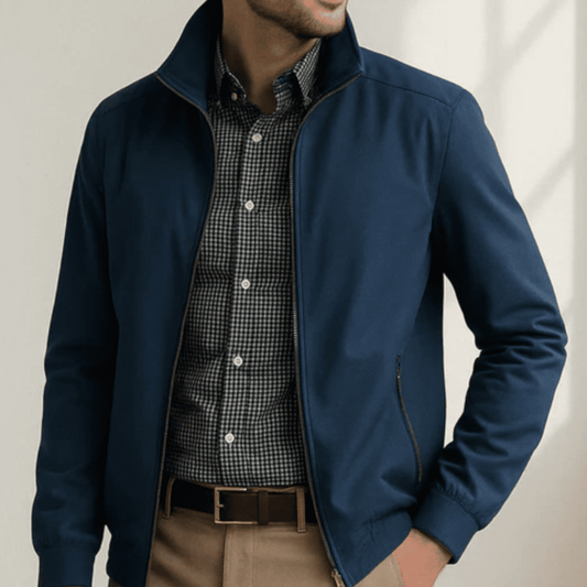 Chaqueta Bomber Ligera para Hombre con Cierre de Cremallera y Cuello Alto